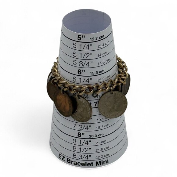 Vintage Coin Charm Bracelet With Antique British Coins & Gold-Tone Chain - Picture 5 of 5